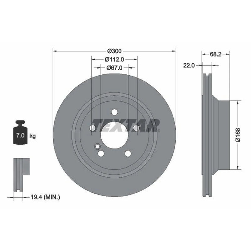 Textar 2 x Vented Rear Brake Discs 92115505-x2