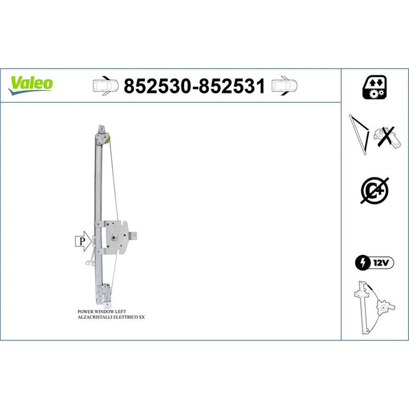 Valeo Electric Window Regulator Lifter Right Front 852531