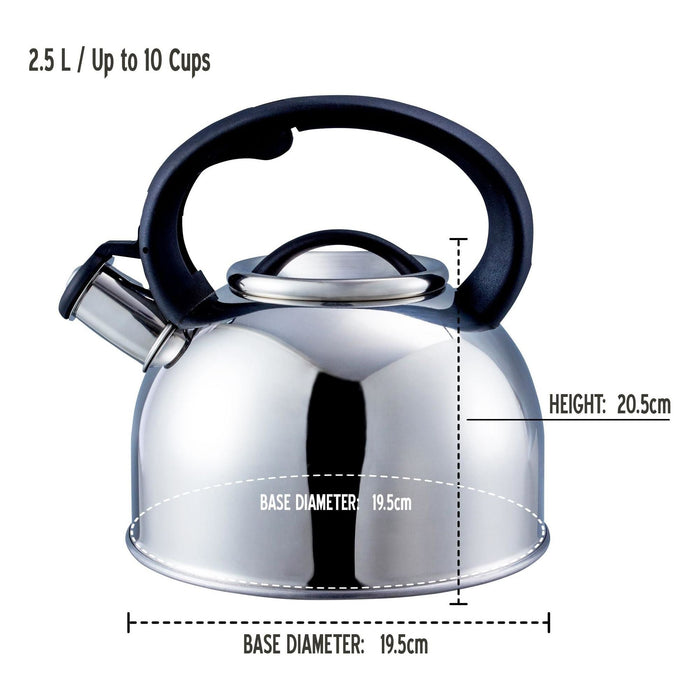 MDS1203 Liberty Silver 2.5 Litre Whistling Kettle CW-T056-B1S - Liberty Leisure UK - Van Life Living