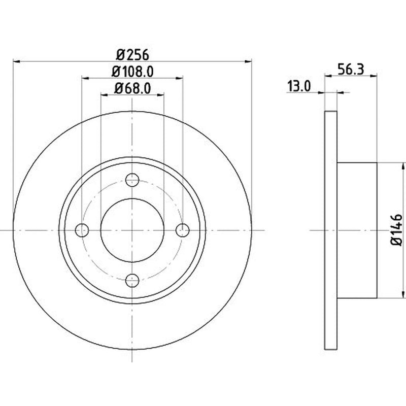 Mintex 2 x Solid Front Brake Discs MDC756