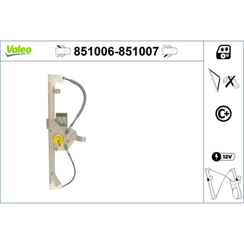 Valeo Electric Window Regulator Lifter Right Rear 851007