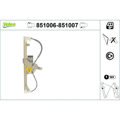 Valeo Electric Window Regulator Lifter Right Rear 851007