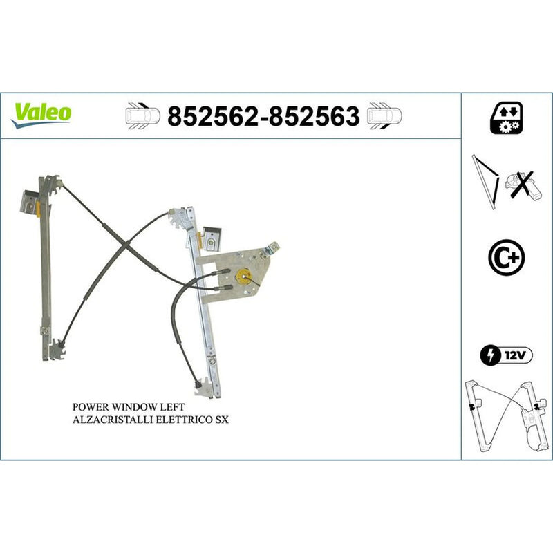 Valeo Electric Window Regulator Lifter Left Front 852562