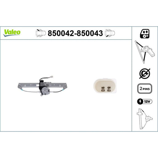 Valeo Electric Window Regulator Lifter Right Rear 850043