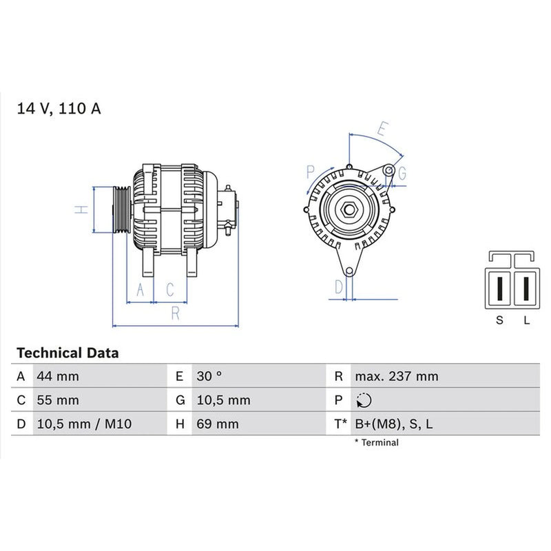 Bosch Car Alternator 12V 0 986 080 640