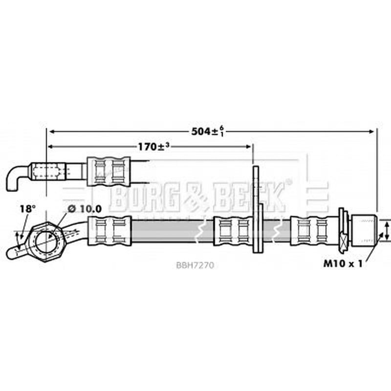 Borg & Beck Brake Hydraulic Hose Line Rear Right BBH7270