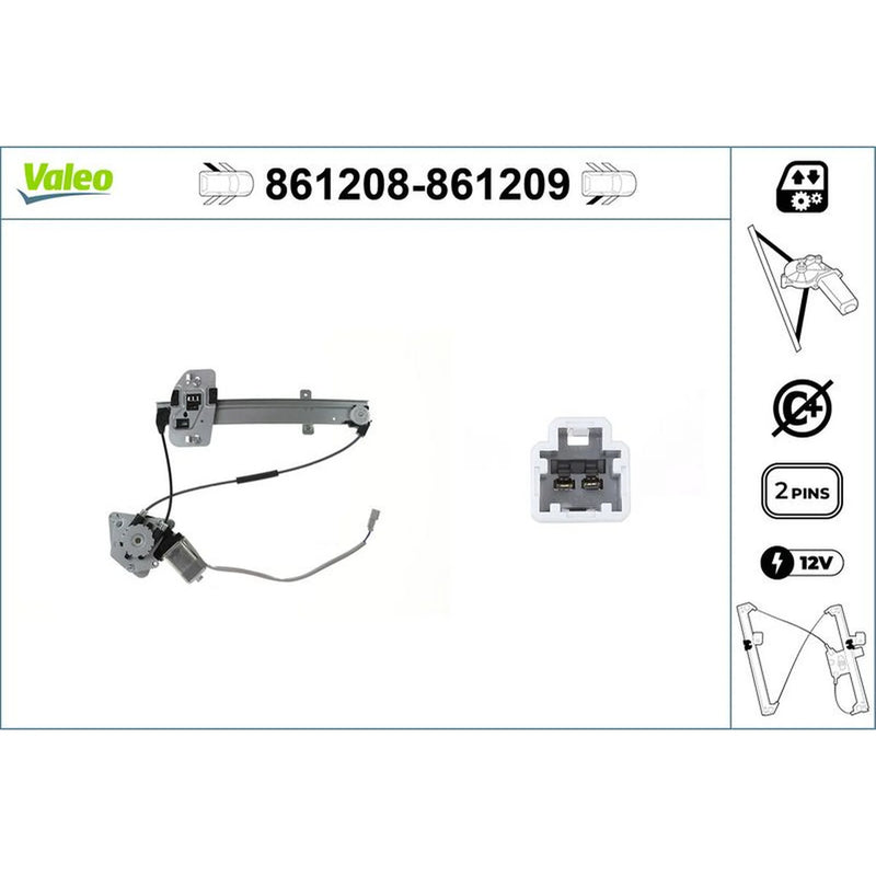 Valeo Electric Window Regulator Lifter Left Rear 861208