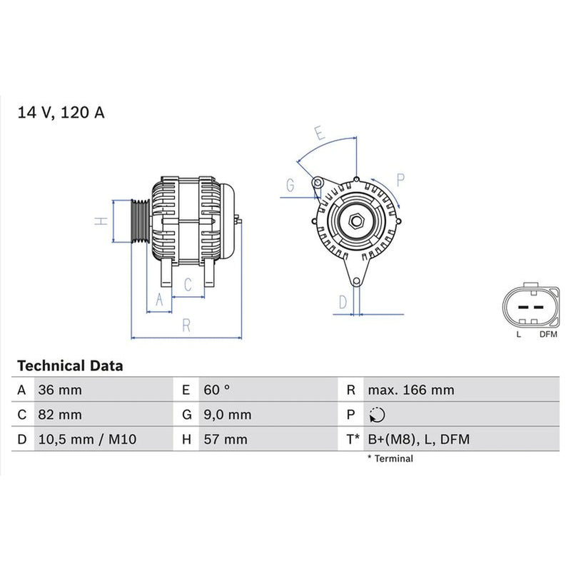 Bosch Car Alternator 12V 0 986 044 320