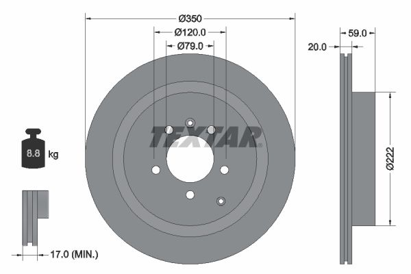 Textar 1 x Vented 350mm Brake Disc 92147703