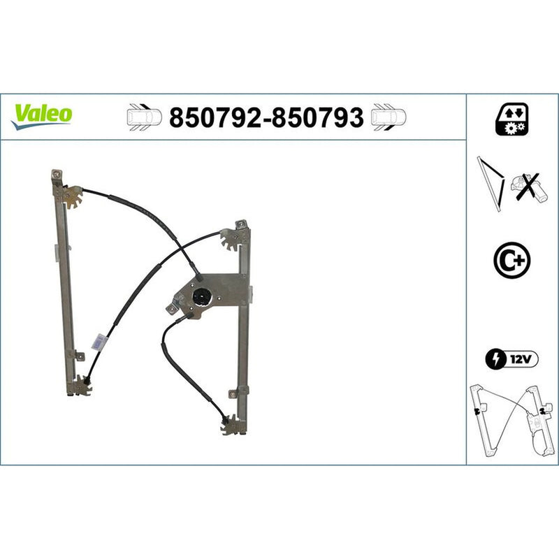 Valeo Electric Window Regulator Lifter Right Front 850793