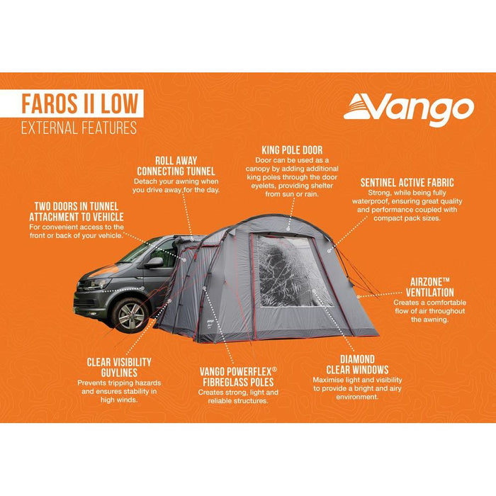 Vango Faros II LOW Poled Drive-Away Awning for Campervans - Vango - Van Life Living