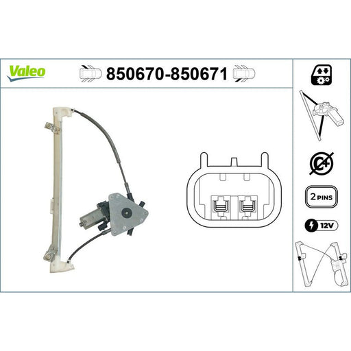 Valeo Electric Window Regulator Lifter Left Rear 850670
