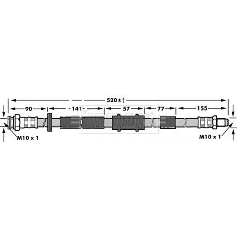Borg & Beck Brake Hydraulic Hose Line Front Right BBH6957