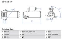 Bosch Starter Motor V kW Teeth 0986021351