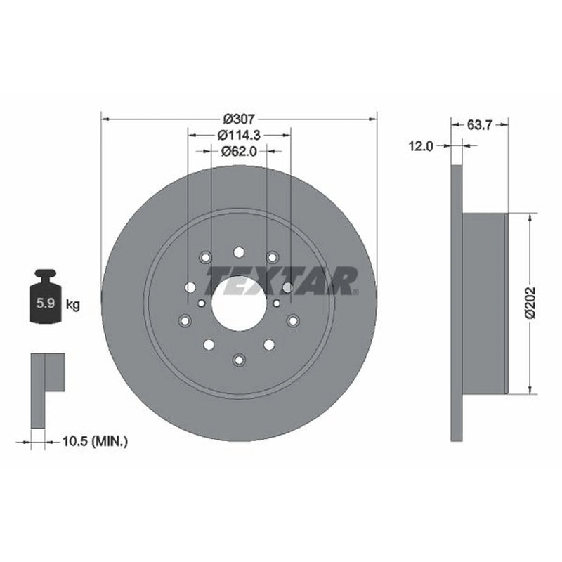 Textar 2 x Solid Rear Brake Discs 92170803-x2