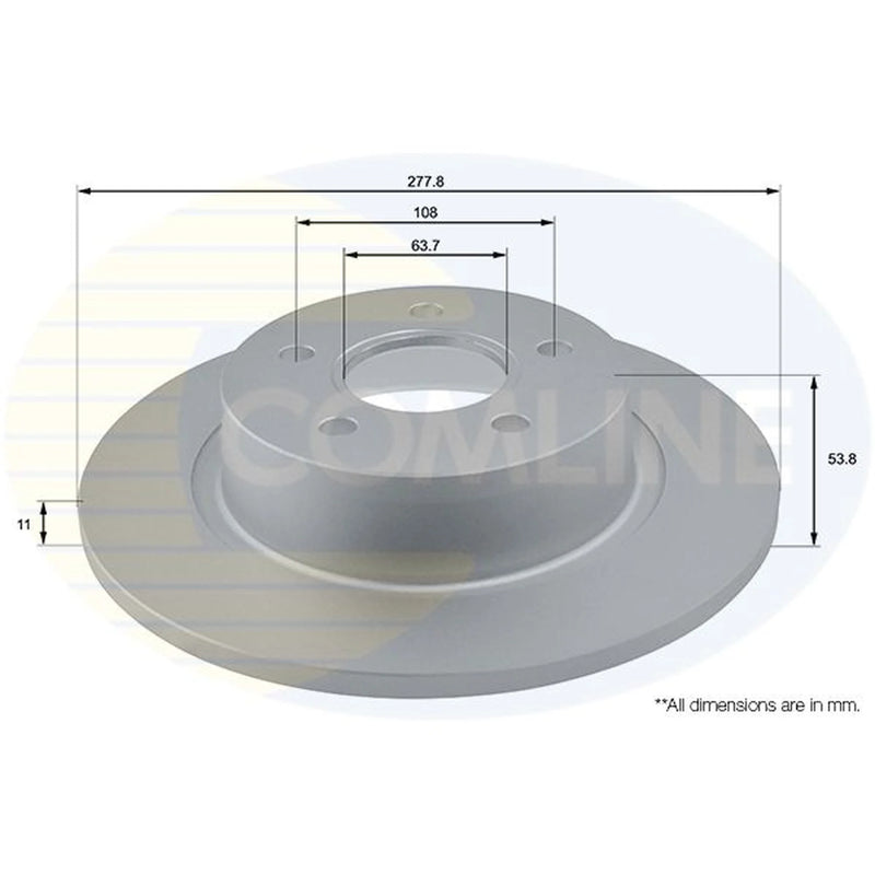 Comline 2 x Solid Rear Brake Discs ADC1226-x2