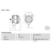 Bosch Car Alternator 12V 0 986 085 300