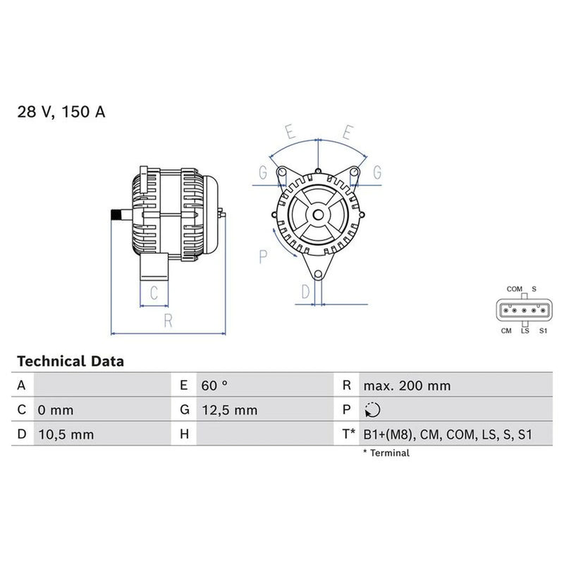 Bosch Car Alternator 12V 0 986 085 300