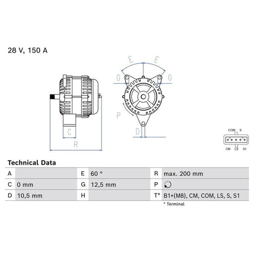 Bosch Car Alternator 12V 0 986 085 300
