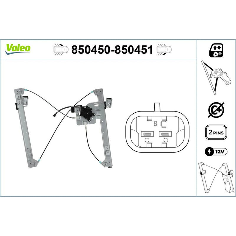 Valeo Electric Window Regulator Lifter Left Front 850450