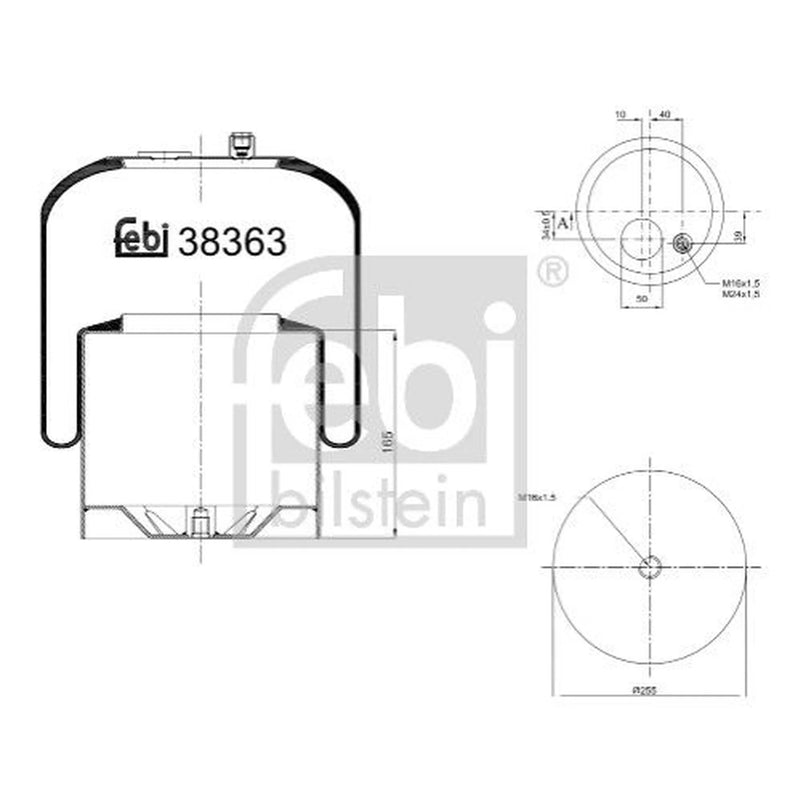 Febi Air Suspension Bellow 180mm Rear Right 38363