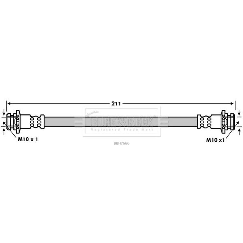 Borg & Beck Brake Hydraulic Hose Line inner BBH7666