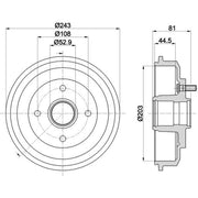 Mintex Brake Drum Assembly Rear MBD305