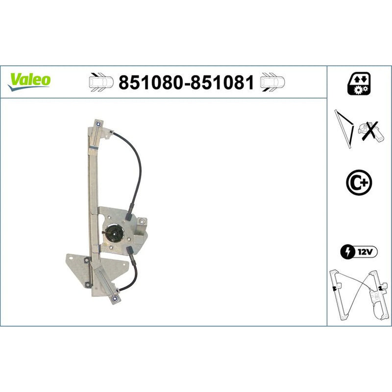 Valeo Electric Window Regulator Lifter Right Rear 851081