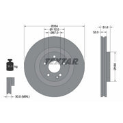 Textar 2 x Vented Front Brake Discs 92151705