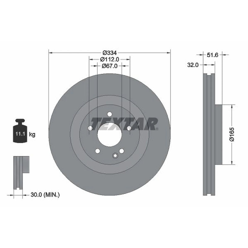 Textar 2 x Vented Front Brake Discs 92151705