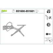 Valeo Electric Window Regulator Lifter Left Front 851600