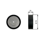 Gates V-Ribbed Belt Deflection/Guide Pulley T36450
