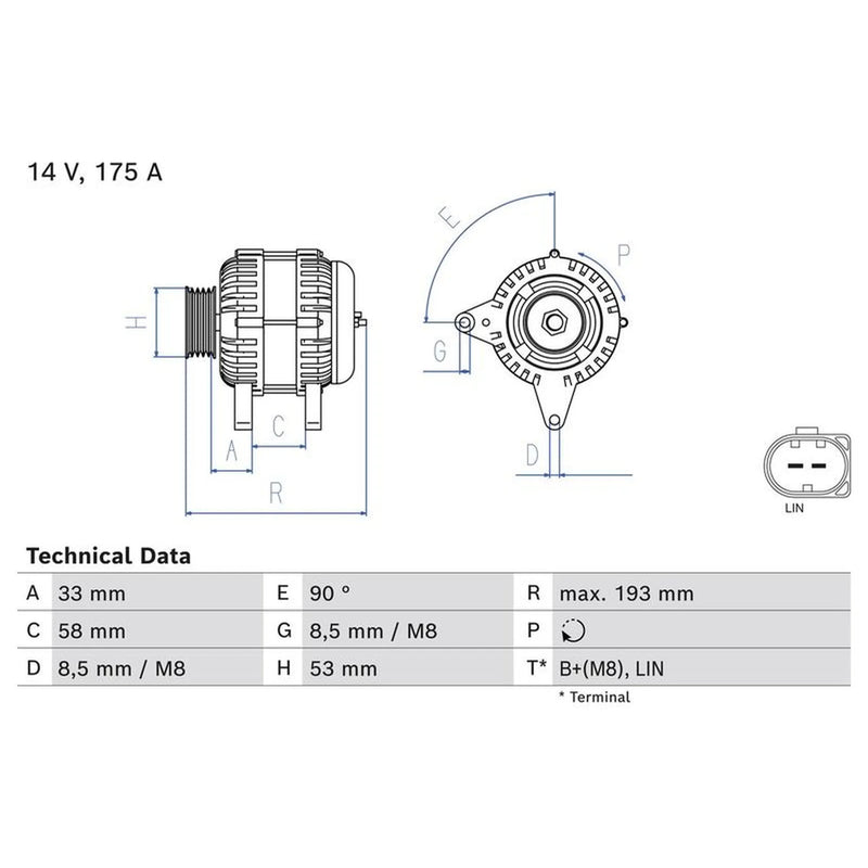 Bosch Car Alternator 12V 0 986 081 850