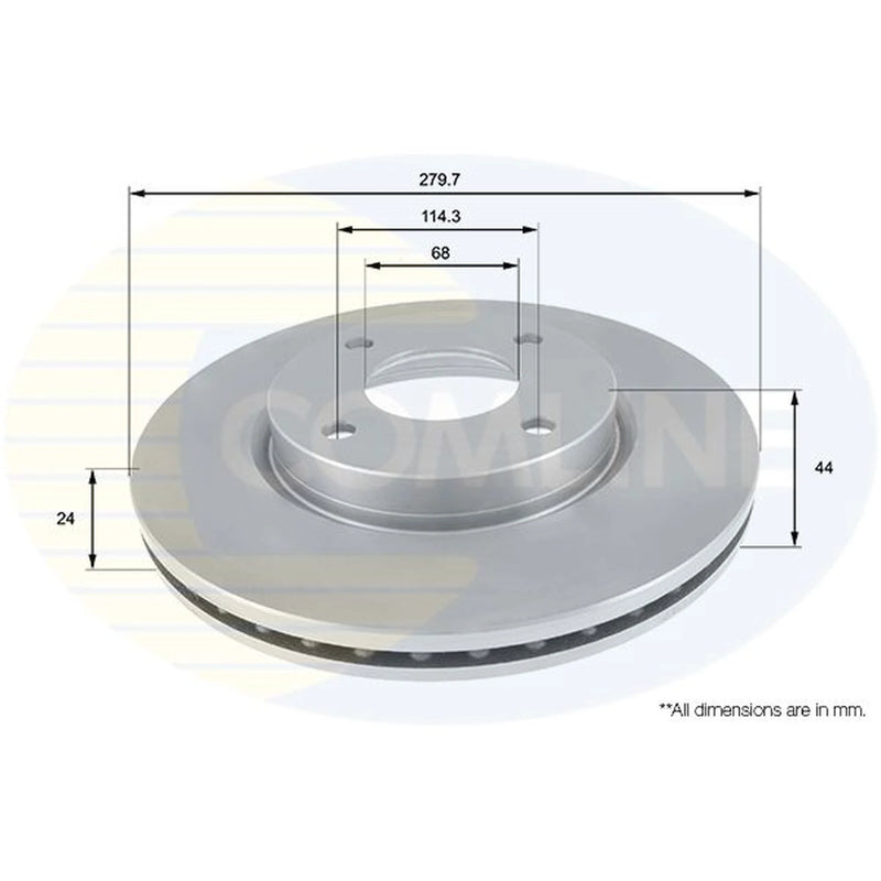Comline 2 x Vented Front Brake Discs ADC0284V-x2