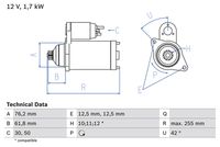 Bosch Starter Motor V kW Teeth 0986020260