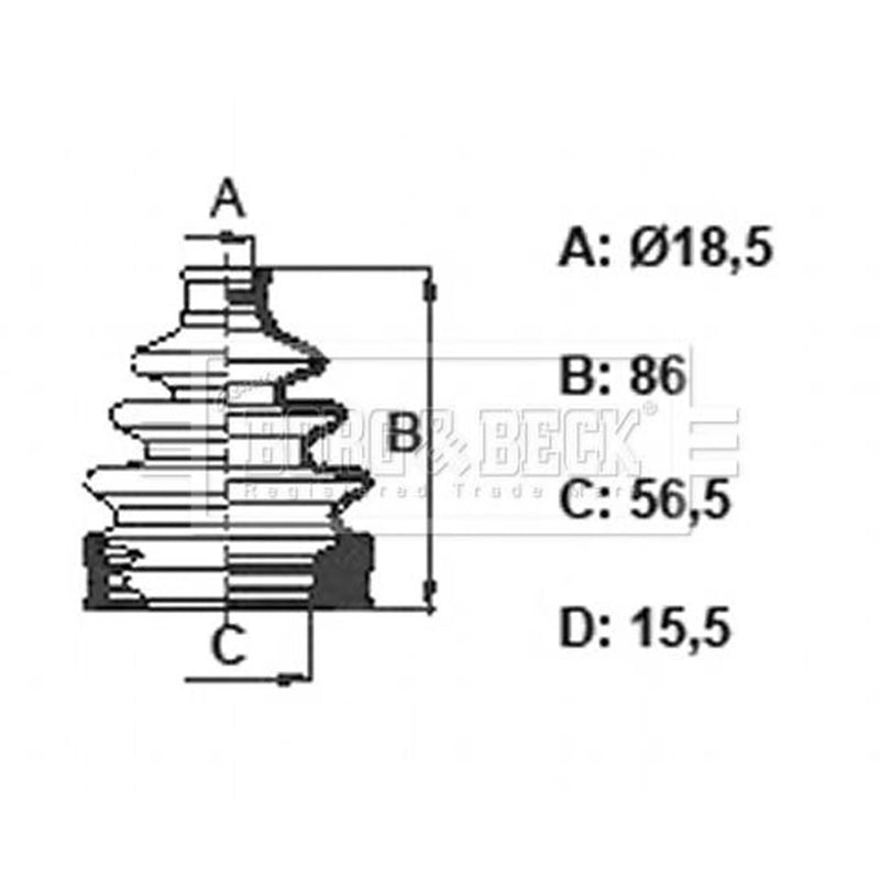 Borg & Beck Drive Shaft Bellow Kit transmission sided BCB6372