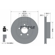 Textar 2 x Vented Front Brake Discs 92074403-x2