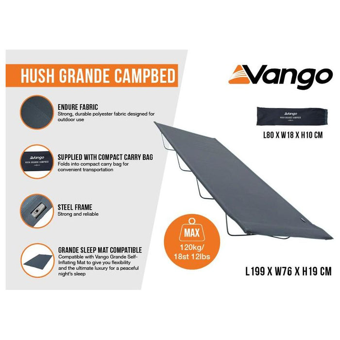 Vango Hush Grande Campbed Lightweight Foldable Compact Camp Bed - Vango - Van Life Living