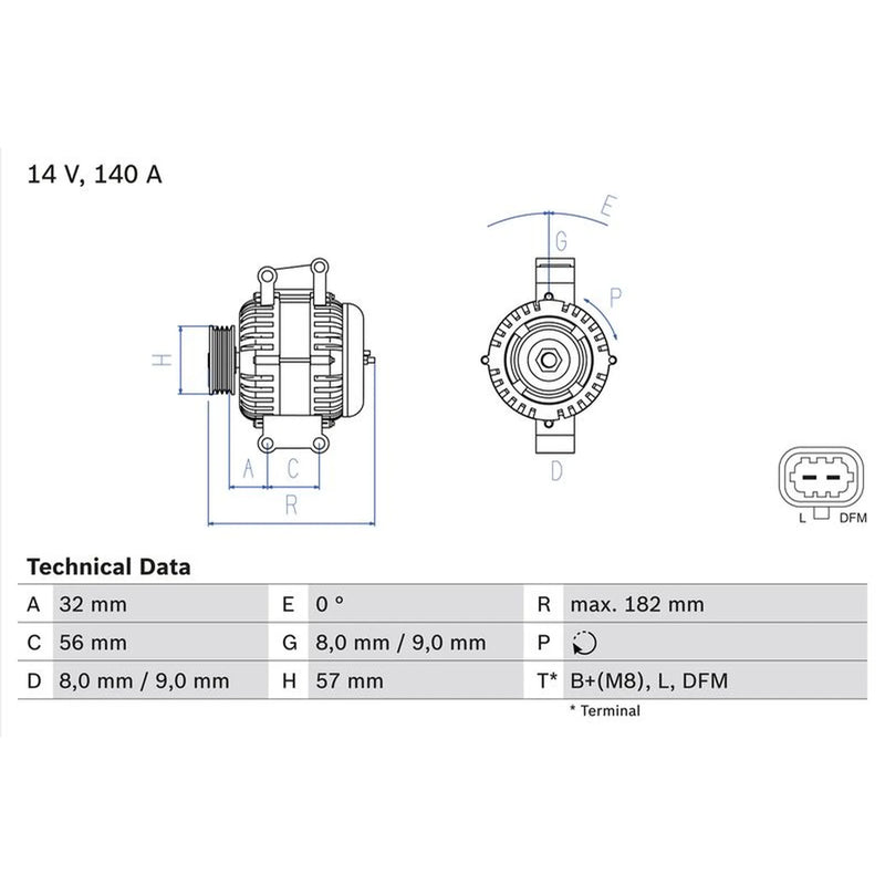 Bosch Car Alternator 12V 0 986 046 200