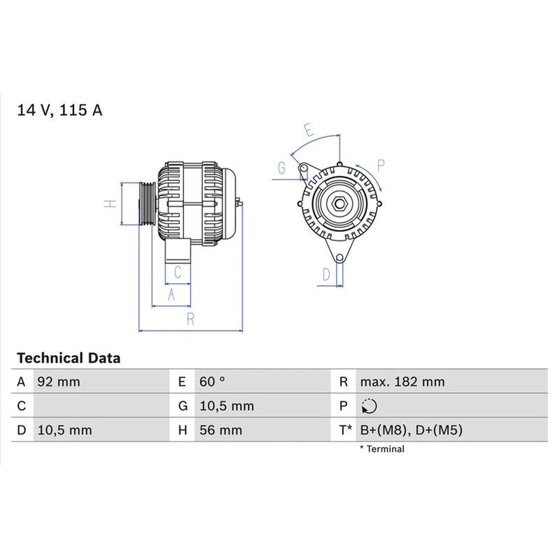 Bosch Car Alternator 12V 0 986 041 120