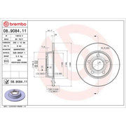 Brembo 2 x Solid Rear Brake Discs 08.9084.11-x2