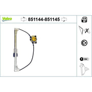 Valeo Electric Window Regulator Lifter Right Front 851145