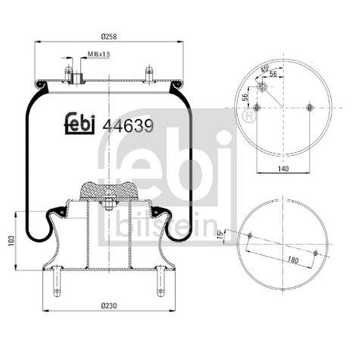 Febi Air Suspension Bellow 230mm Front 44639