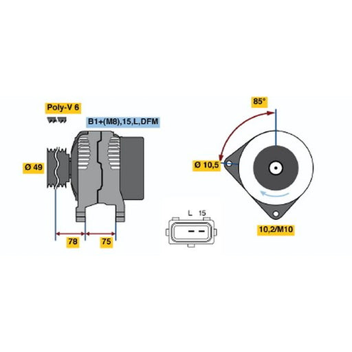 Bosch Car Alternator 12V 0 986 041 810