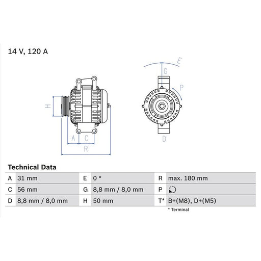 Bosch Car Alternator 12V 0 986 043 900