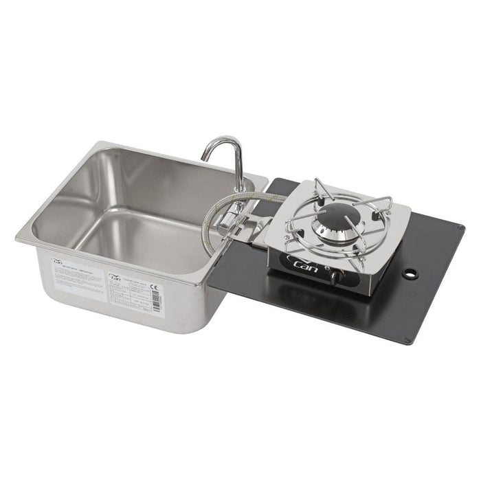 CAN Foldy Hob & Sink Unit with Glass Lid 350 x 320mm (1 Burner / Manual Ignition) - CAN - Van Life Living