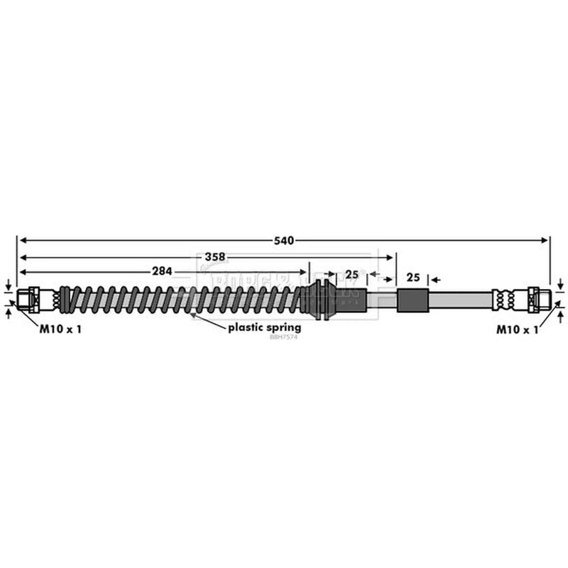 Borg & Beck Brake Hydraulic Hose Line Front Right BBH7574