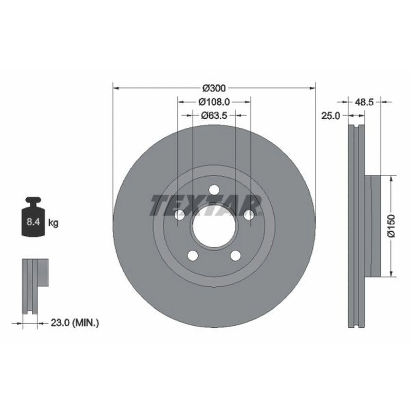 Textar 2 x Vented Front Brake Discs 92326003-x2