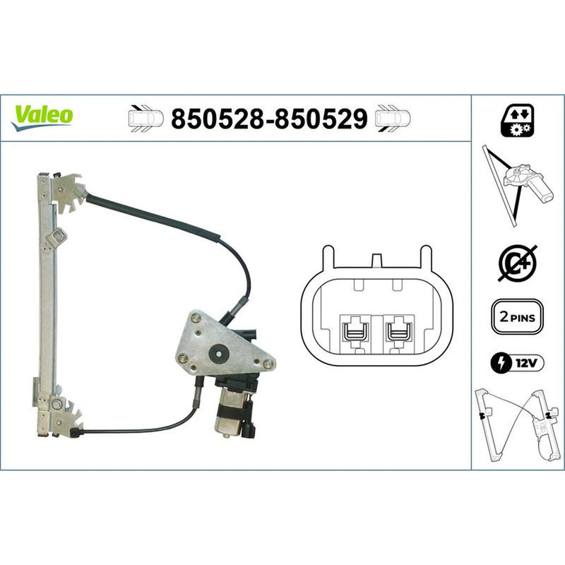 Valeo Electric Window Regulator Lifter Right Rear 850529