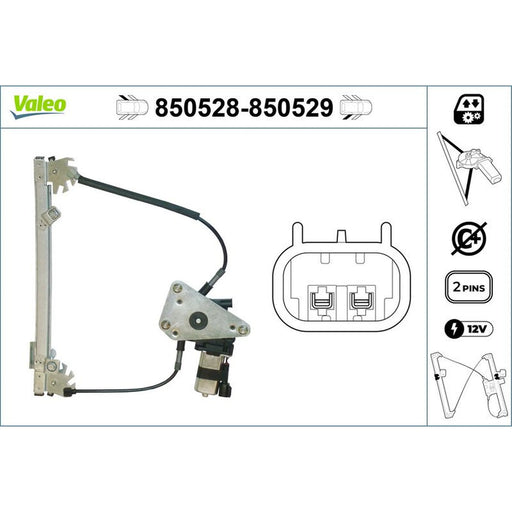 Valeo Electric Window Regulator Lifter Right Rear 850529